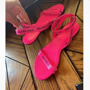 Balenciaga Logo Ankle Strap Sandals
